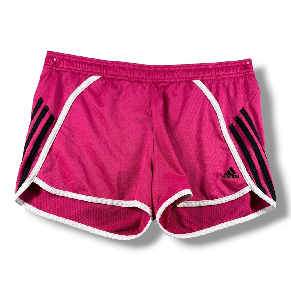 Adidas Marathon 10 Running Shorts Pink Black 3-Stripe W58666 Womens Medium